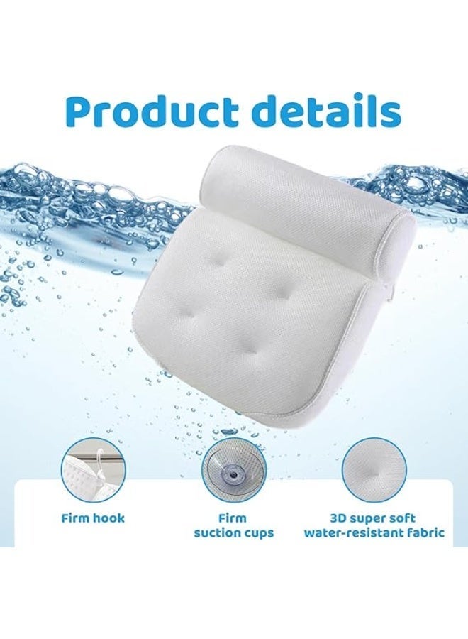 Bath Pillows For Head And Neck, Waterproof Bath Cushion With 6 Suction Cups, Non-Slip Bathtub Pillow For Comfortable Soaking, Comfortable Spa Bath Pillow For Bathtub, White - Image 4